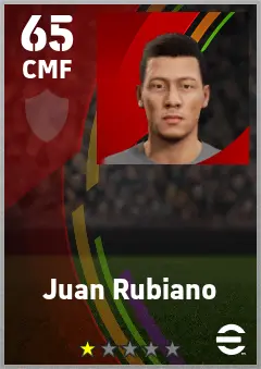 Juan Rubiano eFootball 2026 player card — 65 OVR CMF