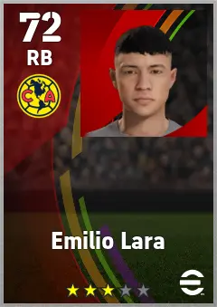 Emilio Lara eFootball 2026 player card, 72 OVR RB