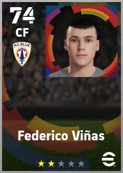 Federico Vinas eFootball 2026 player card — 74 OVR CF