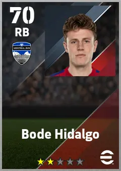 Bode Hidalgo eFootball 2026 player card — 70 OVR RB