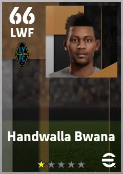 Handwalla Bwana eFootball 2026 player card — 66 OVR LWF