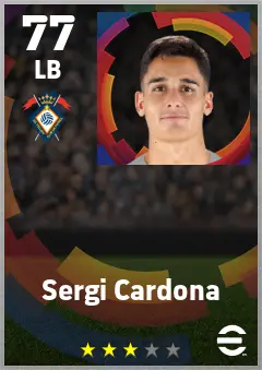 Sergi Cardona eFootball 2026 player card — 77 OVR LB