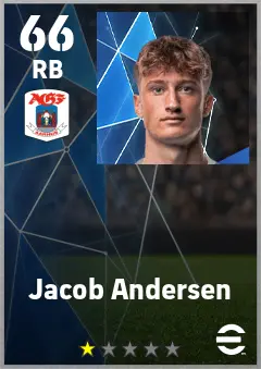 Jacob Andersen eFootball 2026 player card — 66 OVR RB