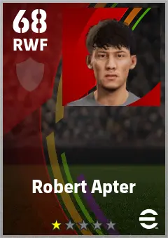 Robert Apter eFootball 2026 player card — 68 OVR RWF
