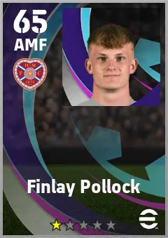 Finlay Pollock eFootball 2026 player card — 65 OVR AMF