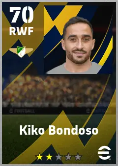 Kiko Bondoso eFootball 2026 player card — 70 OVR RWF