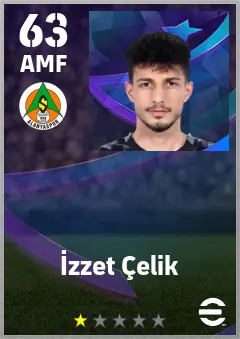 Izzet Celik eFootball 2026 player card — 63 OVR AMF