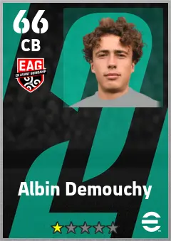Albin Demouchy eFootball 2026 player card — 66 OVR CB