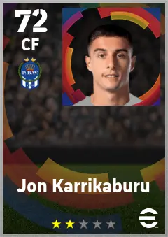 Jon Karrikaburu eFootball 2026 player card — 72 OVR CF