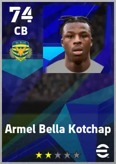 Armel Bella Kotchap eFootball 2026 player card — 74 OVR CB