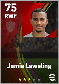 Jamie Leweling eFootball 2026 player card — 75 OVR RWF