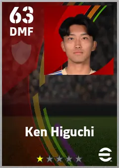 Ken Higuchi eFootball 2026 player card — 63 OVR DMF