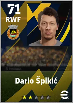 Dario Spikic eFootball 2026 player card — 71 OVR RWF