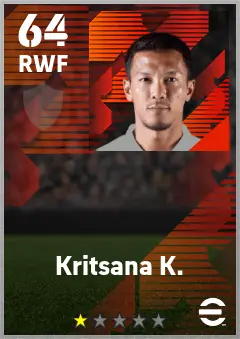 Kritsana K. eFootball 2026 player card — 64 OVR RWF