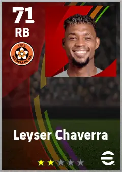 Leyser Chaverra eFootball 2026 player card — 71 OVR RB
