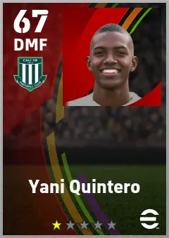 Yani Quintero eFootball 2026 player card — 67 OVR DMF