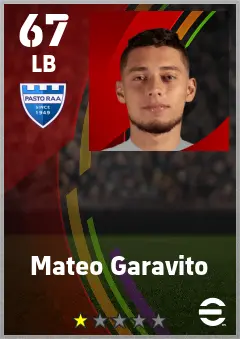 Mateo Garavito eFootball 2026 player card — 67 OVR LB