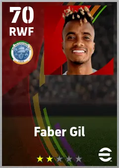 Faber Gil eFootball 2026 player card — 70 OVR RWF