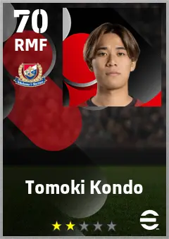 Tomoki Kondo eFootball 2026 player card — 70 OVR RMF