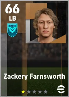 Zackery Farnsworth eFootball 2026 player card — 66 OVR LB
