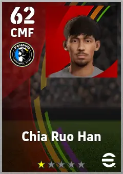 Chia Ruo Han eFootball 2026 player card — 62 OVR CMF