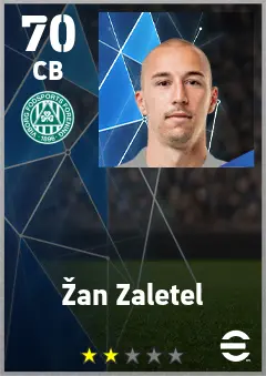 Zan Zaletel eFootball 2026 player card — 70 OVR CB