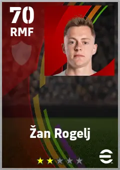 Zan Rogelj eFootball 2026 player card — 70 OVR RMF