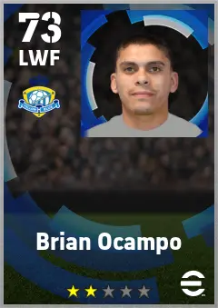 Brian Ocampo eFootball 2026 player card — 73 OVR LWF