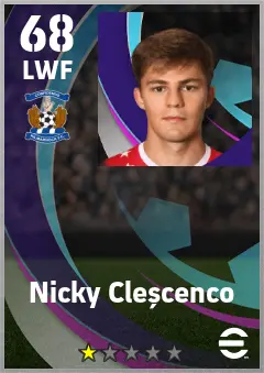 Nicky Clescenco eFootball 2026 player card — 68 OVR LWF