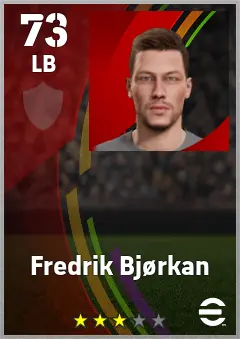 Fredrik Bjorkan eFootball 2026 player card — 73 OVR LB