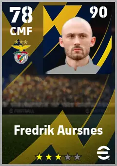 Fredrik Aursnes eFootball 2026 player card — 78 OVR CMF