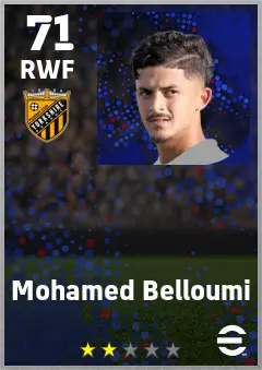 Mohamed Belloumi eFootball 2026 player card — 71 OVR RWF