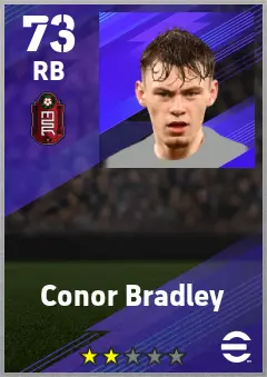 Conor Bradley eFootball 2026 player card — 73 OVR RB