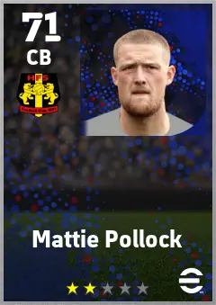 Mattie Pollock eFootball 2026 player card — 71 OVR CB