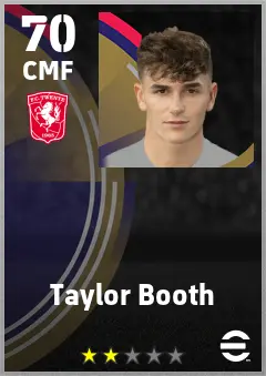 Taylor Booth eFootball 2026 player card — 70 OVR CMF