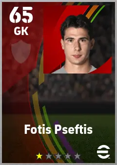 Fotis Pseftis eFootball 2026 player card — 65 OVR GK