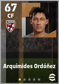 Arquimides Ordonez eFootball 2026 player card — 67 OVR CF