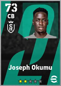 Joseph Okumu eFootball 2026 player card — 73 OVR CB