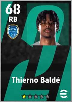 Thierno Balde eFootball 2026 player card — 68 OVR RB