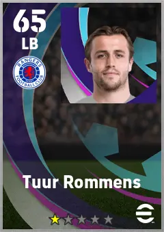 Tuur Rommens eFootball 2026 player card — 65 OVR LB
