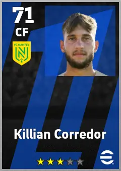 Killian Corredor eFootball 2026 player card, 71 OVR CF
