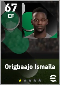 Origbaajo Ismaila eFootball 2026 player card — 67 OVR CF
