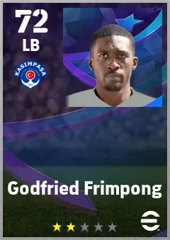 Godfried Frimpong eFootball 2026 player card — 72 OVR LB