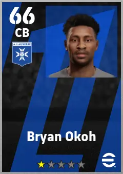 Bryan Okoh eFootball 2026 player card — 66 OVR CB