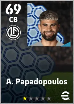 A. Papadopoulos eFootball 2026 player card — 69 OVR CB