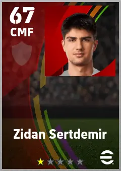 Zidan Sertdemir eFootball 2026 player card — 67 OVR CMF