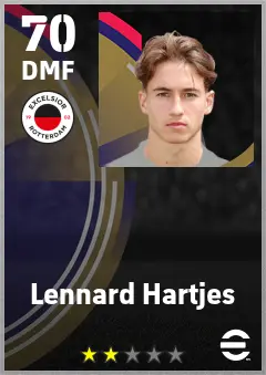 Lennard Hartjes eFootball 2026 player card — 70 OVR DMF