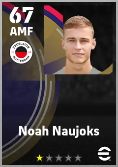 Noah Naujoks eFootball 2026 player card — 67 OVR AMF