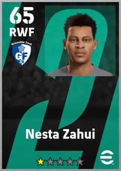 Nesta Zahui eFootball 2026 player card — 65 OVR RWF