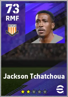 Jackson Tchatchoua eFootball 2026 player card — 73 OVR RMF